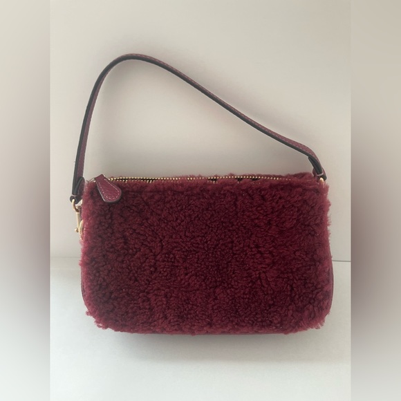 Coach CE691 Nolita 19 In Shearling With Coach Motif In Gold/Black Cherry - Picture 8 of 9